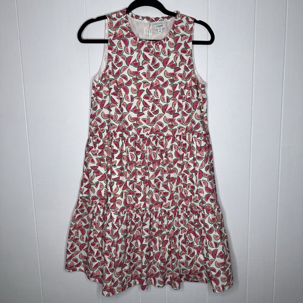 J.Crew Women’s Cotton Poplin Watermelon Tiered Mini Dress Size 4